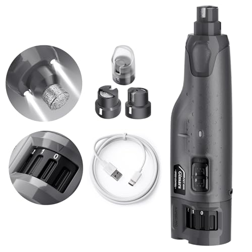 Gimars Nagelfeile für Hunde, verstellbar, 6 Geschwindigkeitsstufen, Nagelfräser für Hunde, mit doppeltem LED-Licht, Nagelfräser für Haustiere, wiederaufladbar, Nagelfeile für Hunde über USB, Grau Gimars Nagelfeile für Hunde, verstellbar, 6 Geschwindigkeitsstufen, Nagelfräser für Hunde, mit doppeltem LED-Licht, Nagelfräser für Haustiere, wiederaufladbar, Nagelfeile für Hunde über USB, Grau von Gimars