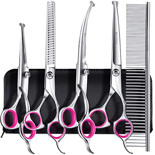 Gimars Professionele 4CR Roestvrij Staal 6 in 1 Verzorgingsschaar voor Honden met Veiligheids Rond Uiteinde, Zware Titanium Gecoate Verzorgingsschaar voor Honden, Katten en Andere Dieren PINK Gimars Professionele 4CR Roestvrij Staal 6 in 1 Verzorgingsschaar voor Honden met Veiligheids Rond Uiteinde, Zware Titanium Gecoate Verzorgingsschaar voor Honden, Katten en Andere Dieren PINK von Gimars