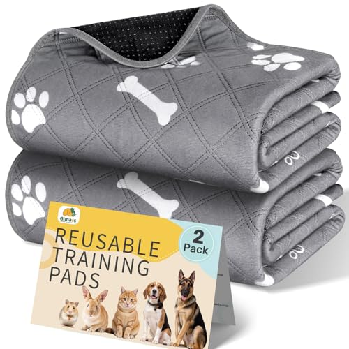 Gimars Waschbar Haustier-Urinunterlage, 2 Pack 70 * 100 cm Wiederverwendbare Welpenunterlagen Matte für Hunde, Schnell Absorbierend Puppy Pads für Hunde, Katzen, Meerschweinchen von Gimars