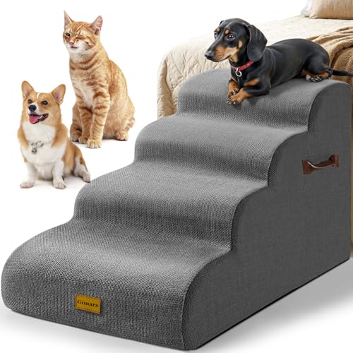 Gimars Extra Breite Stabile 30D Schaumstoff-Hundestufen für Sofa,Hochbetten,Haustiertreppe für kleine und mittlere Hunde, rutschfeste Hundestufen, leicht zu reinigen von Gimars