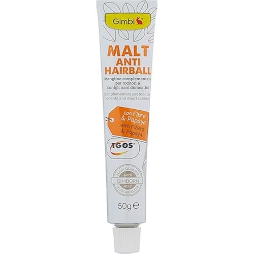 Gimbi Malt Anti-Hairball Paste - Gesunder Snack für Nagetiere mit Malz und Ballaststoffen unterstützt die Verdauung - 1 Tube (1 x 50 g) von Gimbi