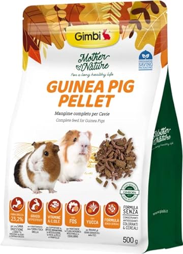 Gimbi Mother Nature Guinea Pig Pellets Alleinfuttermittel für erwachsene Meerschweinchen ohne Konservierungsstoffe und Farbstoffe, 500 g von Gimbi