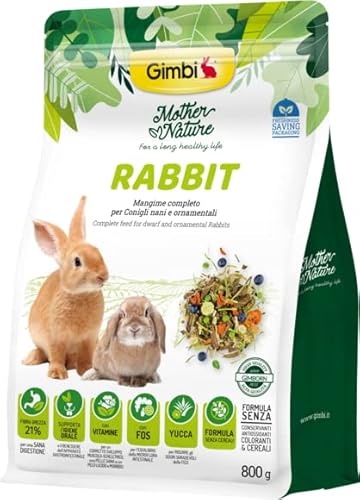Gimbi Mother Nature Rabbit Alleinfuttermittel für erwachsene Kaninchen, ohne Farb- und Konservierungsstoffe, 800 g von Gimbi