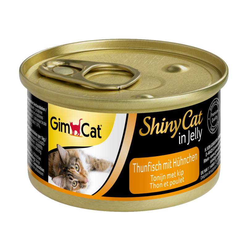 GimCat Katzenfutter ShinyCat Thunfisch mit Hühnchen in Jelly 24x70g von Gimcat