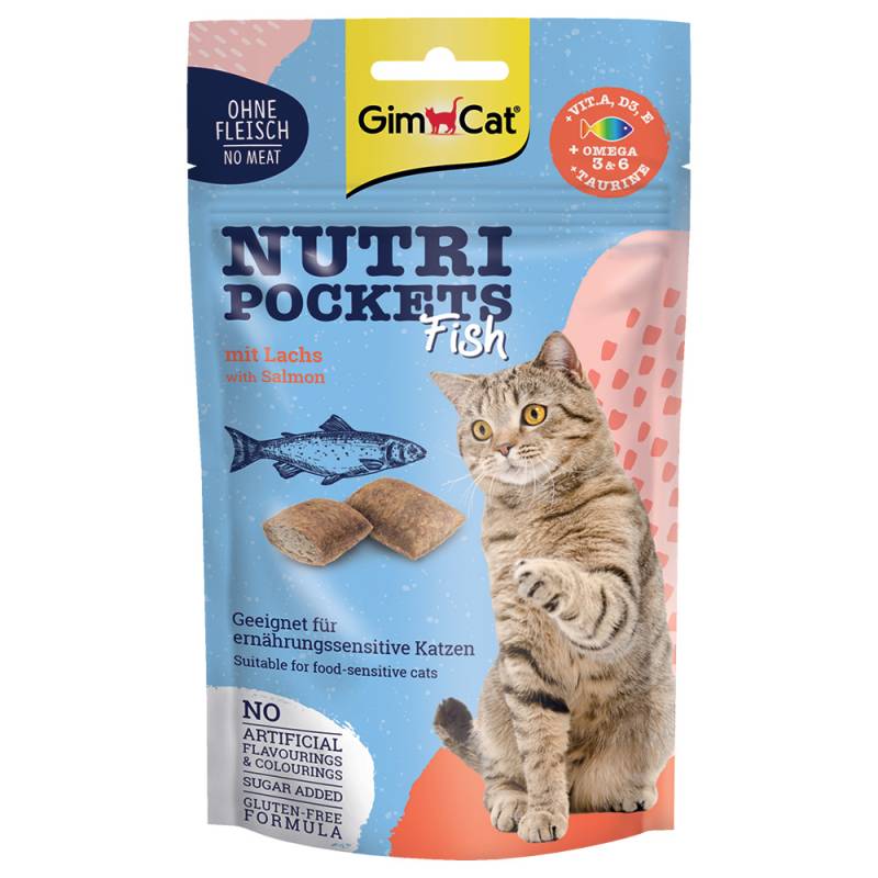 GimCat Nutri Pockets Fish - Sparpaket: mit Lachs (6 x 60 g) von Gimcat
