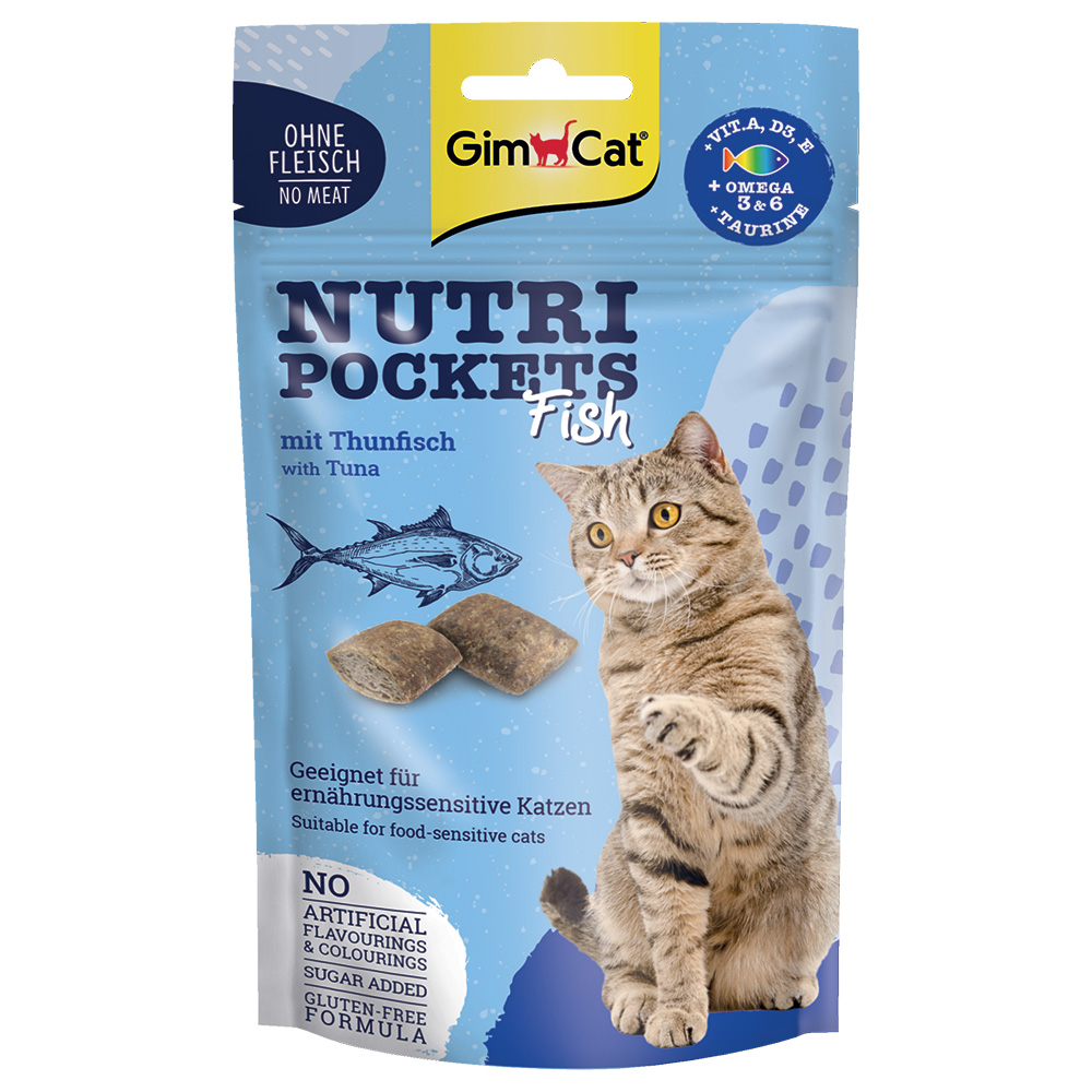 GimCat Nutri Pockets Fish - Sparpaket: mit Thunfisch (6 x 60 g) von Gimcat