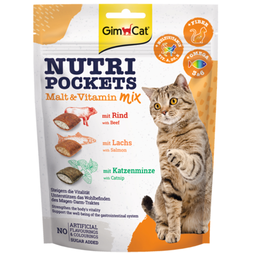 GimCat Nutri Pockets -Sparpaket Malt-Vitamin Mix (3 x 150 g) von Gimcat