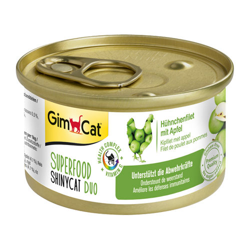 GimCat Superfood ShinyCat Duo Katzenfutter - Dosen - Hühnerfilet & Apfel - 24 x 70 g von Gimcat