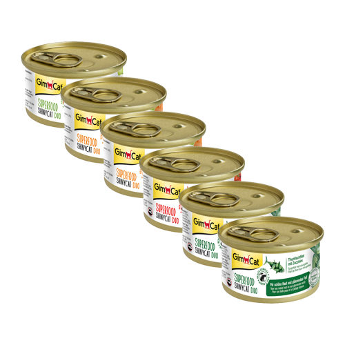 GimCat Superfood ShinyCat Duo Katzenfutter - Dosen - Thunfischfilet & Tomate - 24 x 70 g von Gimcat