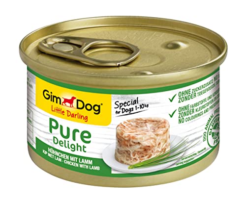 GimDog Pure Delight Hühnchen mit Lamm - Proteinreicher Hundesnack mit zartem Fleisch in köstlichem Gelee - 12 Dosen (12 x 85 g) von Gimdog
