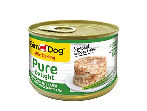 GimDog Pure Delight Hühnchen mit Lamm - Proteinreicher Hundesnack mit zartem Fleisch in köstlichem Gelee - 18 Dosen (18 x 150 g) von Gimdog