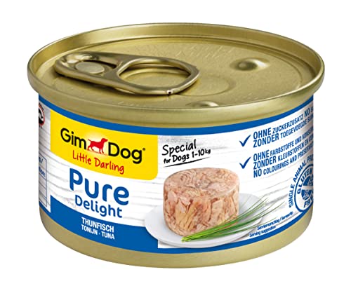 GimDog Pure Delight Thunfisch - Proteinreicher Hundesnack mit zartem Fisch in köstlichem Gelee - 12 Dosen (12 x 85 g) von Gimdog