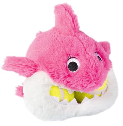 GimDog Sharks Glutton Hundespielzeug aus weichem Plüsch mit Squeaker und 2 rosa Bälle von Gimdog