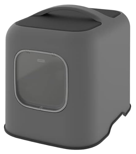 Gimcat Smart Olimpia Katzentoilette mit Tür mit Magnetverschluss, Katzentoilette (Anthrazit) von Gimdog