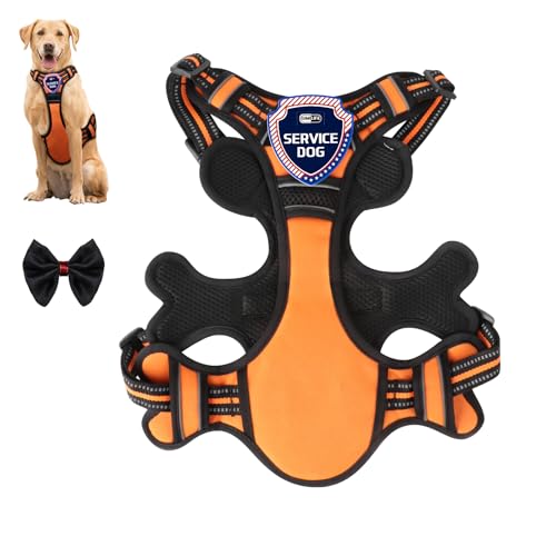 Gimilife Hundegeschirr, verstellbar, reflektierend, kein Ziehen, Hundegeschirr mit Abzeichen und Fliege für Welpen, kleine, mittelgroße und große Hunde Gimilife Hundegeschirr, verstellbar, reflektierend, kein Ziehen, Hundegeschirr mit Abzeichen und Fliege für Welpen, kleine, mittelgroße und große Hunde von Gimilife
