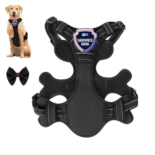 Gimilife Hundegeschirr, verstellbar, reflektierend, kein Ziehen, Hundegeschirr mit Abzeichen und Fliege für Welpen, kleine, mittelgroße und große Hunde Gimilife Hundegeschirr, verstellbar, reflektierend, kein Ziehen, Hundegeschirr mit Abzeichen und Fliege für Welpen, kleine, mittelgroße und große Hunde von Gimilife
