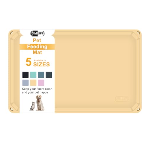 Gimilife Napfunterlage Hund, Katzen Futtermatte Silikon mit Erhöhten Rändern, Weizen, 12 cm x 1,2 cm+ von Gimilife