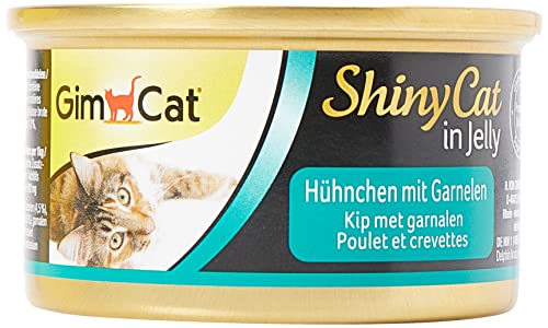 Gimpet ShinyCat Hühnchen mit Garnelen 24x 70g Katzenfutter nass sehr bekömmlich von GimCat