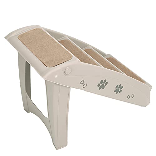 Haustierleiter, Klapptreppe für ältere Haustiere für Hochbetten für Hunde und Katzen(Light Brown, White) von Gind
