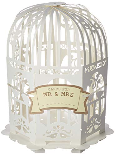 Ginger Ray Elfenbeinfarbener Vintage-Briefkasten mit Vogelkäfig, für Hochzeiten und Partys von Ginger Ray