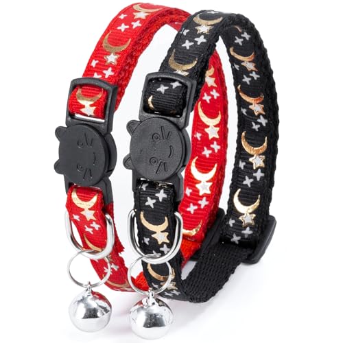 Katzenhalsband mit Glöckchen, Katzenhalsbänder mit Schnellverschluss, Reflektierend, Verstellbar, Passend für Alle Hauskatzen, Welpen, Zubehör (Kätzchen) von GingerUPer