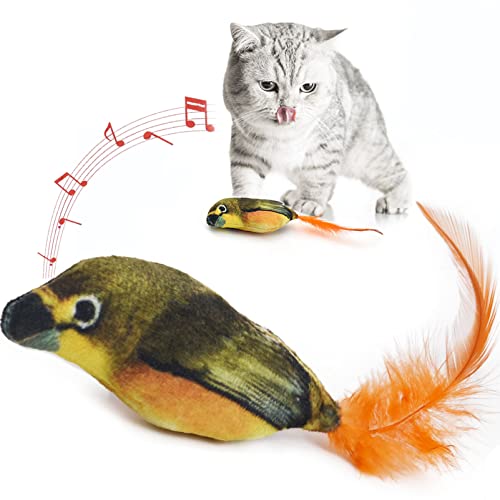 Katzenspielzeug Vogel,Katzen Plüschspielzeug,Interaktive Katzenspielzeug Feder,aus flauschigem Plüsch (Orange) von GingerUPer
