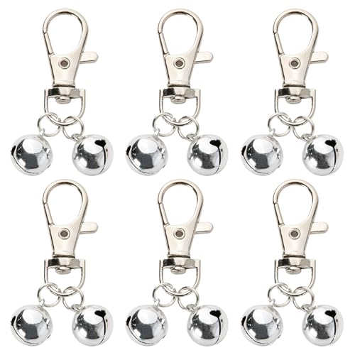 Glocken für Hundehalsband, Glöckchen für Hundehalsband, mit robusten Druckknöpfen, silberfarbene Glöckchen für Tracking und Training, geeignet für Hunde und Katzen, 6 Stück von Giococo
