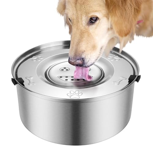 3L große Wassernapf Hund Ohne Sabbern, Trinknapf Hund Anti Schlabber, Hundewassernapf 304 Edelstahl mit Rutschfester Boden, Auslaufsicherer Hundenapf, Spülmaschinenfest von Girlove