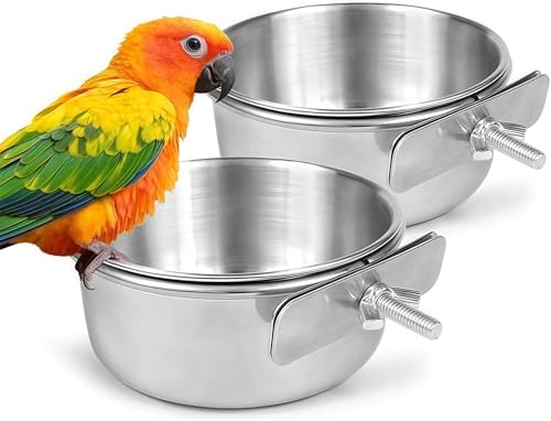 Edelstahl Vogelnapf, 2 Stück Futter Schüssel, Wasserschale, Futternapf Fütterungsbecher zum Aufhängen Käfig-Futterstation für Samen für Vogel Papageien Edelstahl Vogelnapf, 2 Stück Futter Schüssel, Wasserschale, Futternapf Fütterungsbecher zum Aufhängen Käfig-Futterstation für Samen für Vogel Papageien von Girlove