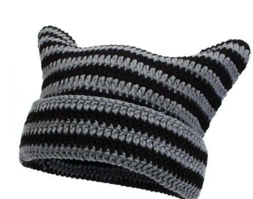 Fairy Beanie Cat in The Hat Striped Crochet Slouchy Hat Winter Warm Knitted Headwear Accessories von Girlove