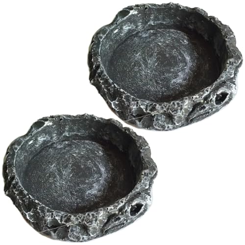 Girlove 2Pcs Reptile Näpfe, Näpfe Terrarium, Reptilien Fressnapf, Reptilien Wasserschale, Reptilienschale, Terrarium zubehör-Terrarium Wasserschale für Gecko,Eidechse,Chamäleon,Schlange,Schildkröte von Girlove