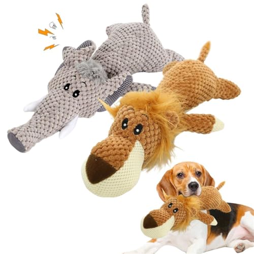 Girlove Unzerstörbares Hundespielzeug, 2025 New Unzerstörbar, Kauspielzeug Hund, Hundespielzeug, Dog Toys for Aggressive Chewers (Löwe+Elefant) von Girlove