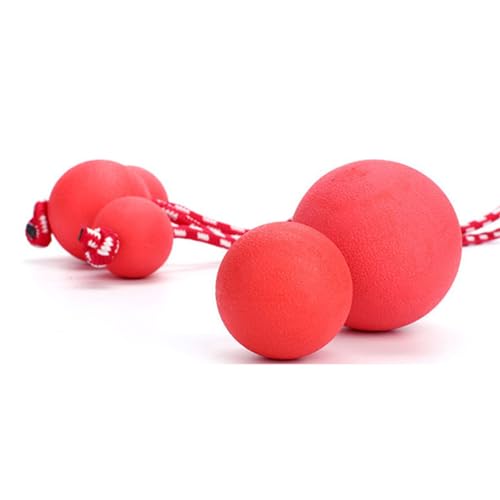 GisooM Hundeball-Seilspielzeug, Interaktiver, Bissfester, Sicherer Hundegummiball, Premium-Baumwoll-Poly-Schlepperspielzeug mit Seil für Aggressives Kauen Im Freien (7,2 cm) von GisooM