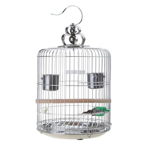 12,7 cm Edelstahl-Vogelkäfig mit Sitzstangen und Futternäpfen für Papageien, Sittiche, Nymphensittiche, klein, mit Sitzstangen und Futternäpfen für Papageien, Nymphensittiche von Gissroys