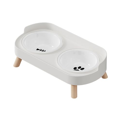 Erhöhter Doppelnapf für Haustiere, leicht zu reinigen, spülmaschinenfest, für kleine Hunde und Katzen von Gissroys