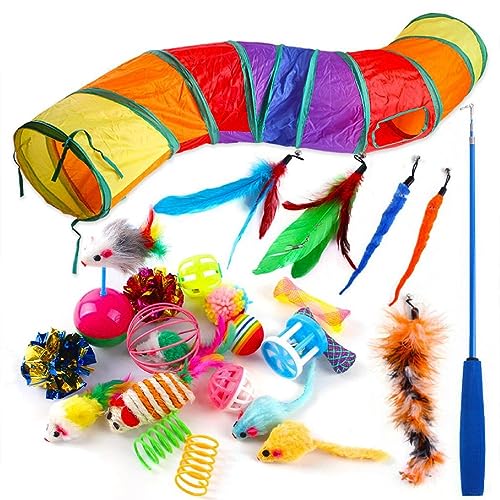 Katzentunnel-Verstecke für Katzen, geeignet für Indoor-Katzen, Knisterball, Mäuse, Katzenspielzeug-Set mit Tunnel, 24 Stück Katzentunnel-Verstecke für Katzen, geeignet für Indoor-Katzen, Knisterball, Mäuse, Katzenspielzeug-Set mit Tunnel, 24 Stück von Gissroys