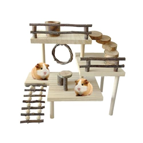 Natürliches Holzspielzeug für Kleintiere Maus Plattform Hamster Training Käfig Zubehör 3 Etagen Plattform Hamster Spielzeug Meerschweinchen Spielzeug von Gissroys