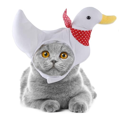 Niedliche Kätzchen-Kopfbedeckung, weich, niedliche Enten-Kopfbedeckung, Hut für Hunde/Katzen, Festival-Geschenk, Halloween-Zubehör, Haustiermütze von Gissroys