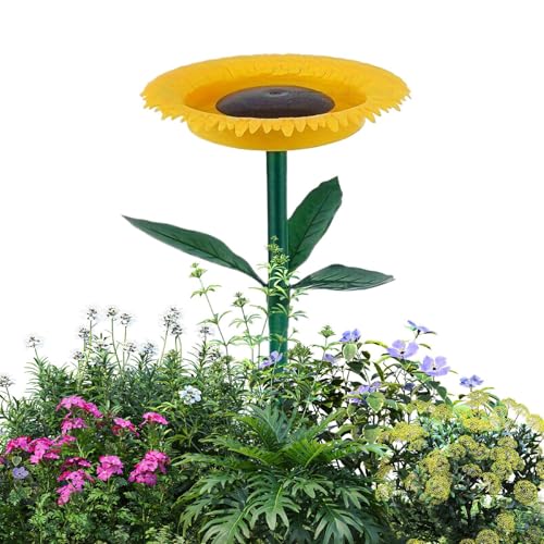 Bird Feeder Tray, Outdoor Feeding Station, Weather-Resistant Sunflower Design, Metal Stake, Easy-Fill Open Trays, Ideal for Deck, Backyard Wildlife Watching, 50x24x3cm von Gitekain