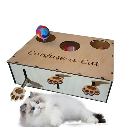 Gitekain Katzenjagd Box | Katzenpuzzle Spielzeug | Katzenpuzzle Box, Verwechseln Sie eine Katze Puzzle Spielzeug, Puzzlebox Interaktive Katze Jagd Box Natur Holz für Kätzchen, Katzenbesitzer, von Gitekain