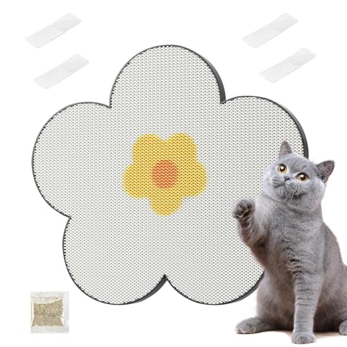 Kratzmatte für Katzen, selbstklebend, Blumenform, ideal für Hauswand, Möbelschutz, Haustier-Kratzbrett, 40 x 39 x 1 cm von Gitekain