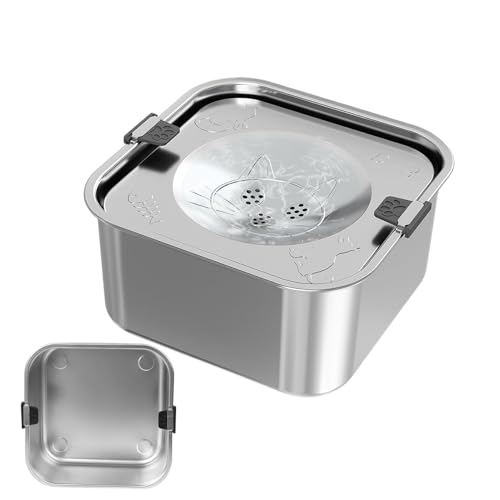 Langsamer Wassernapf für Hunde, 3 l, Edelstahl, tropffrei, auslaufsicher, für Welpen, Senioren, Frettchen, Zuhause, Terrasse, Auto, Kiste, Außenbereich, 20,1 x 20,1 x 10,8 cm Langsamer Wassernapf für Hunde, 3 l, Edelstahl, tropffrei, auslaufsicher, für Welpen, Senioren, Frettchen, Zuhause, Terrasse, Auto, Kiste, Außenbereich, 20,1 x 20,1 x 10,8 cm von Gitekain