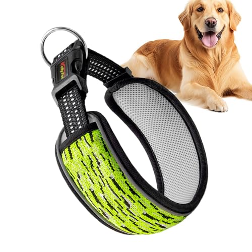 Reflektierendes Hundehalsband, bequem, atmungsaktiv, gepolstert, verstellbar, für kleine, mittelgroße und große Hunde, Größe S: 1,5 x 24,9 cm, M: 2,9 x 29,6 cm, L: 2,4 x 37,9 cm Reflektierendes Hundehalsband, bequem, atmungsaktiv, gepolstert, verstellbar, für kleine, mittelgroße und große Hunde, Größe S: 1,5 x 24,9 cm, M: 2,9 x 29,6 cm, L: 2,4 x 37,9 cm von Gitekain