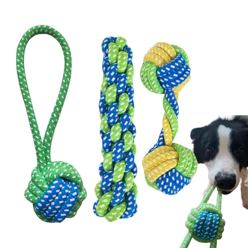 Seilspielzeug für kleine Hunde, 3 Stück, Welpen-Seil, Schleifzubehör, bissfestes Kautraining, Zahnreinigungsdesign, lustiges Spielen für drinnen und draußen von Gitekain