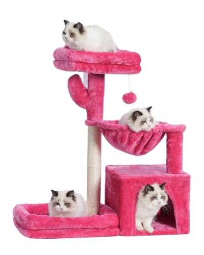 Gitelsnour Katzenbaum, Katzenturm mit Höhle, Korb, großes Bett, Plattform, Katzenkratzbäume für Indoor-Katzen, Flamingo GCT001SF von Gitelsnour