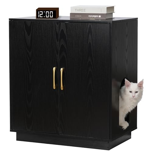 Gitelsnour Katzentoiletten-Gehäuse, 76 cm hoch, großes Katzenklo mit verstecktem Stauraum, Beistelltisch, Beistelltisch, Schwarz GCLB003BK Gitelsnour Katzentoiletten-Gehäuse, 76 cm hoch, großes Katzenklo mit verstecktem Stauraum, Beistelltisch, Beistelltisch, Schwarz GCLB003BK von Gitelsnour