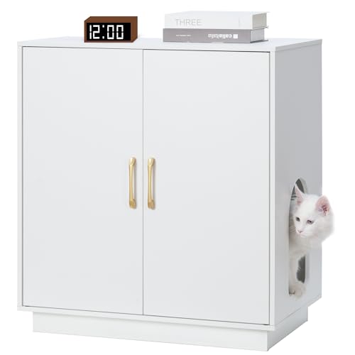 Gitelsnour Katzentoiletten-Gehäuse, 76 cm hoch, großes Katzenklo mit verstecktem Stauraum, Beistelltisch, Beistelltisch, Weiß GCLB003WT Gitelsnour Katzentoiletten-Gehäuse, 76 cm hoch, großes Katzenklo mit verstecktem Stauraum, Beistelltisch, Beistelltisch, Weiß GCLB003WT von Gitelsnour