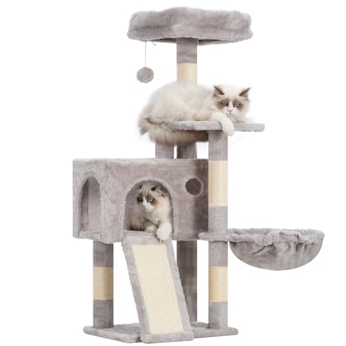 Gitelsnour Kratzbaum, 105 cm, Katzenturm, für den Innenbereich, Katzenbaum für kleine Katzen, Kätzchen, mit Kratzbrett und Pfosten, Hängematte, Katzenhütte, Hellgrau GCT005SW Gitelsnour Kratzbaum, 105 cm, Katzenturm, für den Innenbereich, Katzenbaum für kleine Katzen, Kätzchen, mit Kratzbrett und Pfosten, Hängematte, Katzenhütte, Hellgrau GCT005SW von Gitelsnour