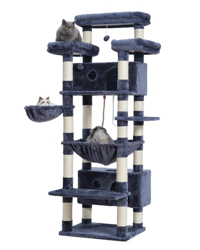 Gitelsnour Kratzbaum für Indoor-Katzen, groß, 188 cm, Katzenturm mit 3 großen Plattformen, 2 Körben, 2 Höhlen, mehrstufige Kratzbäume, rauchgrau GCT030G Gitelsnour Kratzbaum für Indoor-Katzen, groß, 188 cm, Katzenturm mit 3 großen Plattformen, 2 Körben, 2 Höhlen, mehrstufige Kratzbäume, rauchgrau GCT030G von Gitelsnour