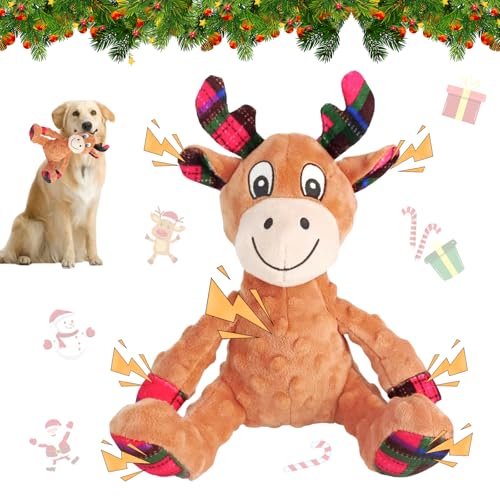 Giugio Hundespielzeug Weihnachten, Quietschendes Weihnachten Hundespielzeug, Quietschendes Weihnachten Rentiere, Interaktives Hundespielzeug Hunde für Kleine, Mittelgroße und Große Welpen (A) von Giugio